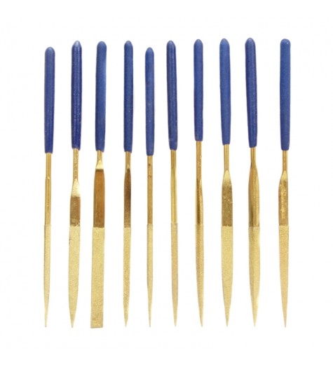 JF-170407 10 in 1 3x140mm Gold Plating Files Group Tool Set (Gold)