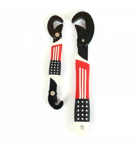 2pcs Multi-function Universal Quick Snap Chrome Alum Alloy Steel Adjustable Wrench Spanner Set Red Black