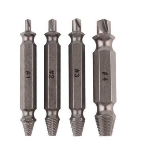 Drillpro 4pcs Double Side Drill Out Damaged Screw Extractor Drill Bits Stripped Screw Removers