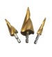 KING DO WAY 3pcs 1/4 Inch Shank 4-12/4-20/4-32mm HSS Spiral Grooved Step Drill Bit