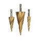KING DO WAY 3pcs 1/4 Inch Shank 4-12/4-20/4-32mm HSS Spiral Grooved Step Drill Bit