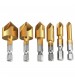6pcs 6mm-19mm 5 Flute Countersink Drill Bit Set 90 Counter Sink Chamfer Cutter 1/4 Inch Hex Shank