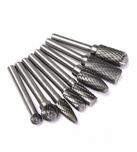 8pcs 6mm Shank Tungsten Steel Rotary Burr Set Rotary Cutter Files CNC Engraving Tool