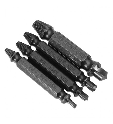 Drillpro 4pcs Nitride Double Side Damaged Screw Extractor Screw Remover