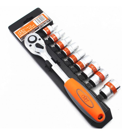 10pcs 1/2inch 8-22mm CR-V Metric Ratchet Wrench Socket Repair Tool Kit