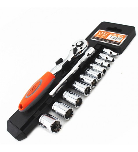 12pcs 1/4inch CR-V Metric Ratchet Wrench Socket Repair Tool Kit