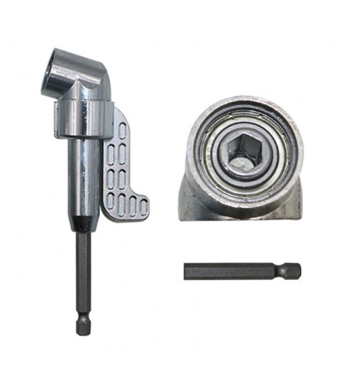 105 Degree Right Angle Drill Driver Bit Extension Power Drill Tool 7mm Hex Magnetic Power Screwdriver Socket Adaptor (Long Type)