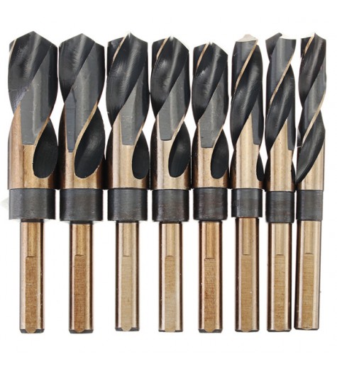 8pcs 1/2 Inch Round Shank HSS Twist Drill Bit Set