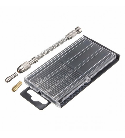 21pc Mini 0.3-1.6mm HSS Twist Micro Drill Bits with Aluminum Hand Drill