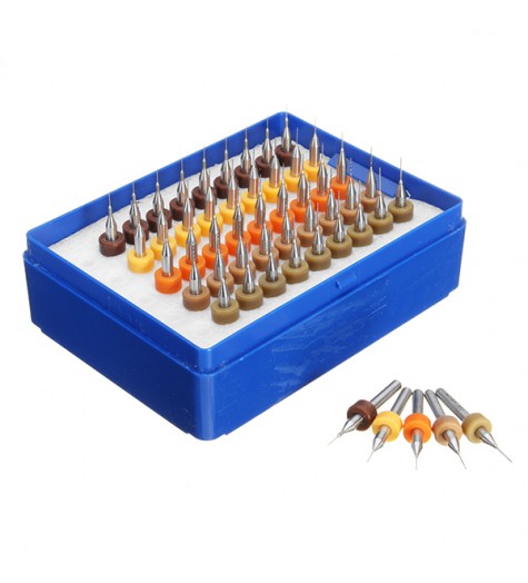 50pcs 0.25-0.45mm Tungsten Carbide Micro PCB Drill Bits Set for PCB Circuit Board
