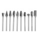 10pcs 3mm Shank Tungsten Steel Carbide Burr Set Single Line 6mm Head Rotary Drill Bit