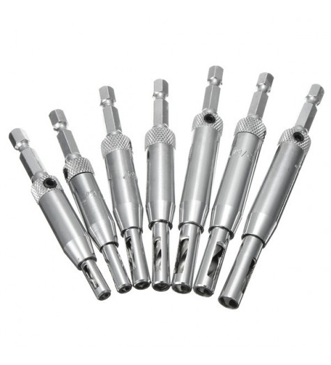7pcs Hinge Drill Bits Door Window Cabinet Woodworking Puncher Hole Drilling Tool