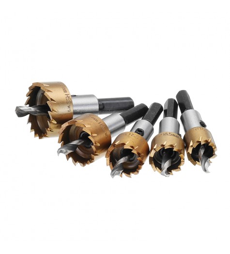 Drillpro 5pcs M35 Gold Coated Hole Sawtooth M35 Hole Saw Cutter Drill Bit Set 16/18.5/20/25mm